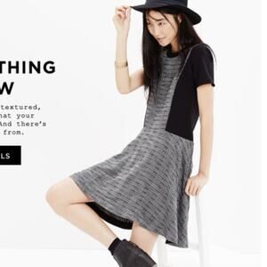Madewell Texture Tribune Flare Dress Charcoal Black Size 0 Short Sleeve Casual